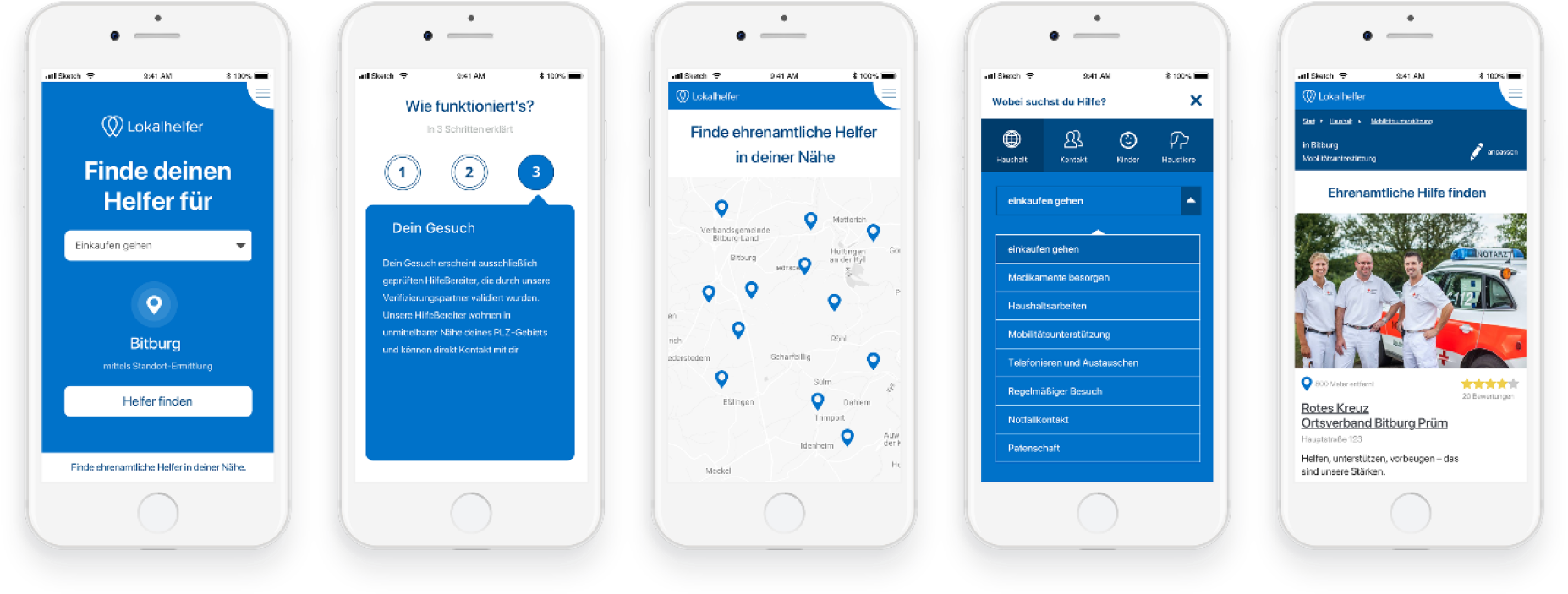 Lokalhelfer App Screens