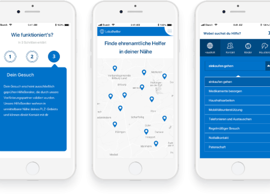 lokalhelfer app screens